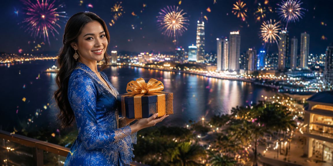 Pemain wanita berbaju kurung menikmati bonus deposit di Johor melalui aplikasi mudah alih